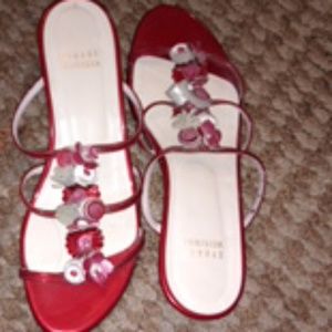 Stuart weitzman red slip on sandals